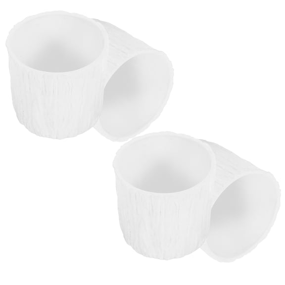 ELAYARD 4Pcs Indoor White Tree Stump Planter Plastic Flower Pot Rustic Plant Holder