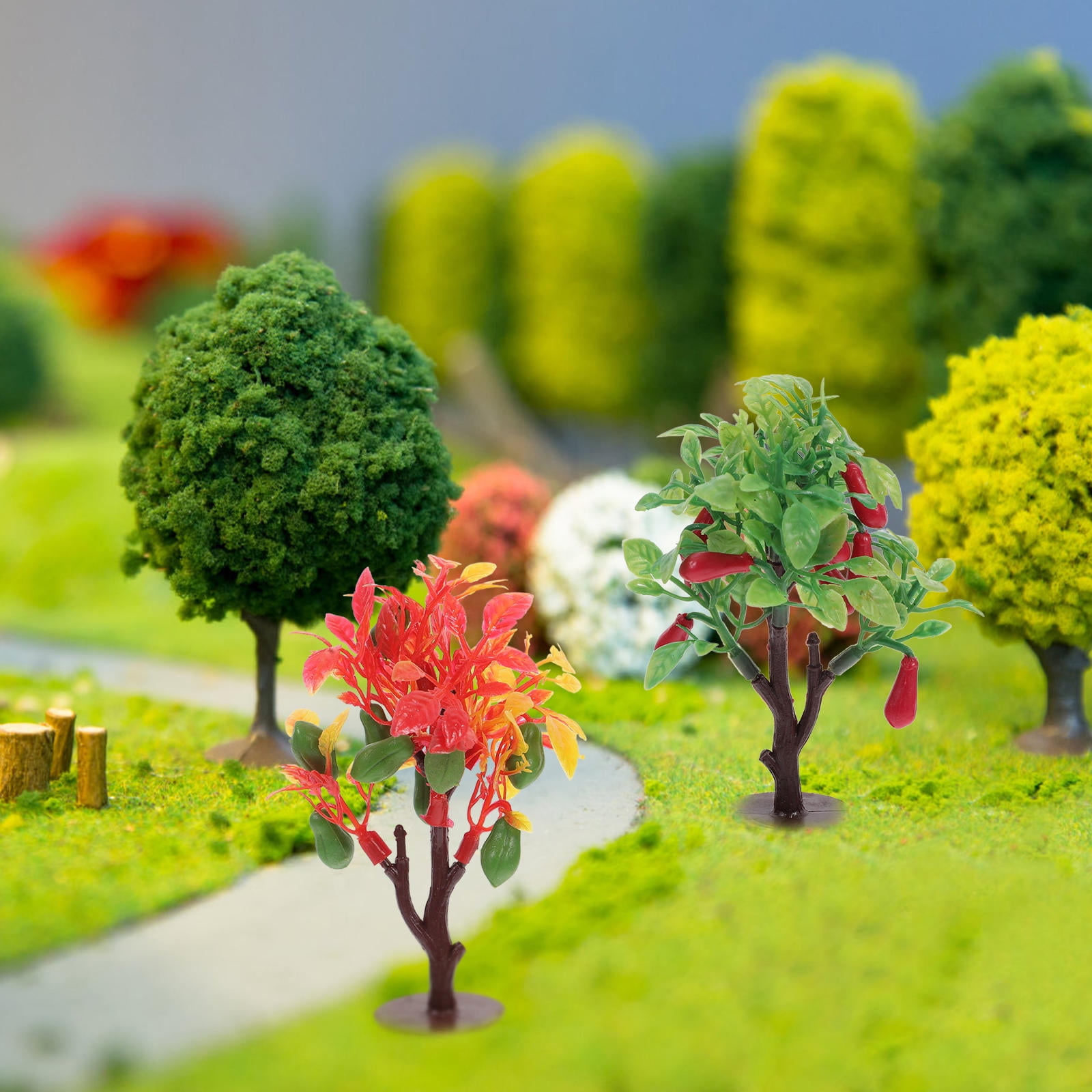 ELAYARD 4Pcs Lifelike Plastic Fruit Tree Model for Micro Landscape and ...