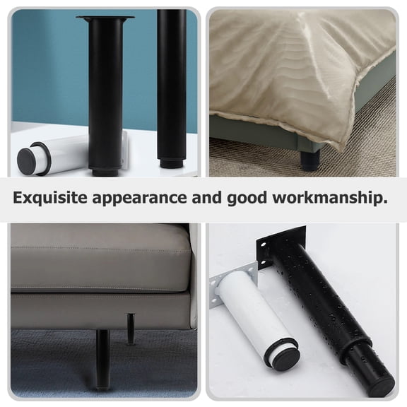 ELAYARD 4Pcs Black Metal Adjustable Table Legs Stainless Steel for Instrument and Furniture Support