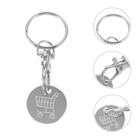 ELAYARD 4-Pack Stainless Steel Keychains for Shopping Cart, Trolley Accessories, and Decorative Purposes