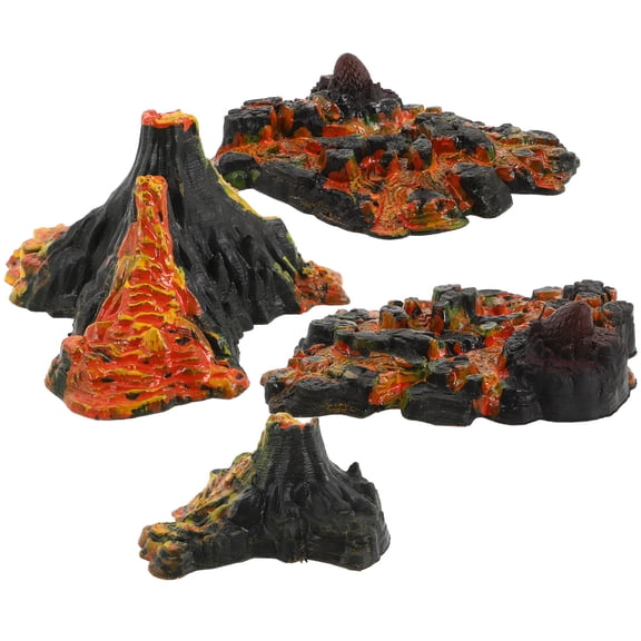 ELAYARD 4Pcs Artistic Plastic Volcano Statue for Tabletop and Aquarium Decoration