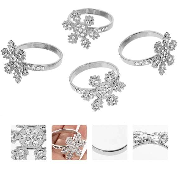 ELAYARD Stainless Steel Snowflake Napkin Rings Plated Silver Christmas Home Decor
