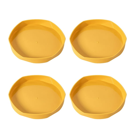 ELAYARD 4Pcs Yellow Plastic Plant Pot Drip Trays for Indoor Plants Preventing Soil Spill
