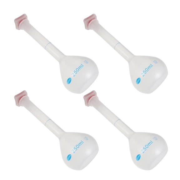 ELAYARD 4Pcs Plastic Narrow Neck Volumetric Flask Reusable Laboratory Measuring Bottle