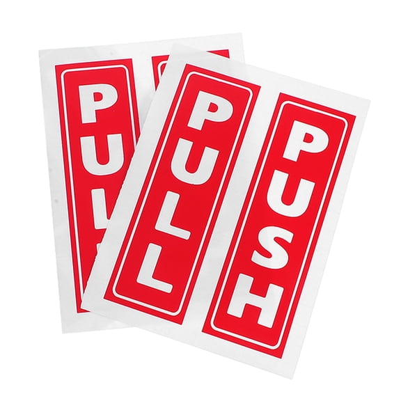 ELAYARD 4Pcs Red Vinyl Push Pull Door Stickers Self Adhesive Signs for Office Shop Cafe Entrance