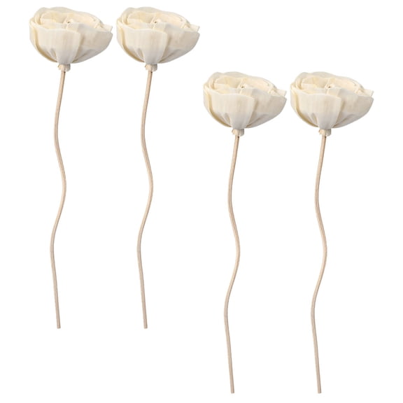 ELAYARD Rattan Reed Diffuser Khaki Wood Flower for Desk Table Decor 4Pcs