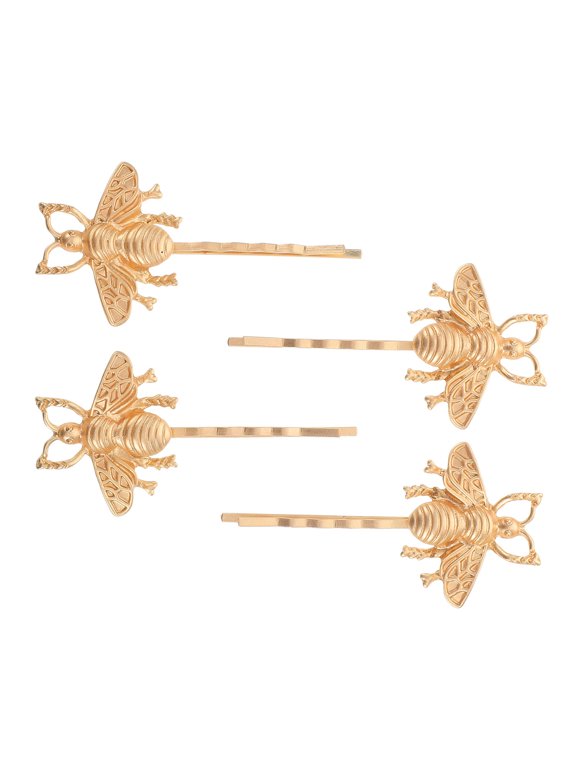 4Pcs Realistic Bee Hair Accessories Set Golden Zinc Alloy Hairpins for Decoration