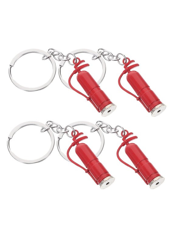 Red Firefighter Keychain Set of 4 for Easy Key Identification and Organization