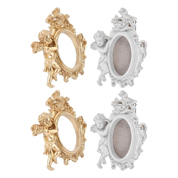 ELAYARD 4Pcs Resin Retro Wall Hanging Frames Assorted Colors Decorative Vintage Photo Display