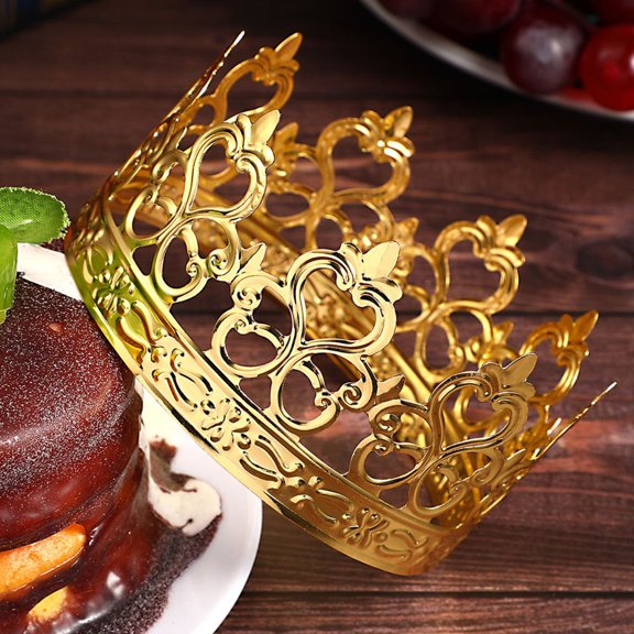 ELAYARD Golden Crown Cake Toppers Handmade Iron for Elegant Weddings 4Pcs