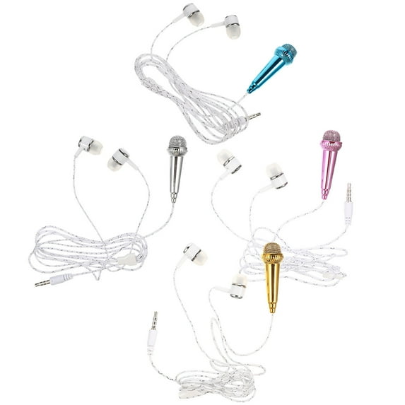 ELAYARD 4Pcs Handheld Phone Microphone Assorted Color Portable Recording Mic