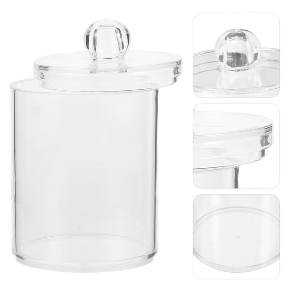 ELAYARD 4Pcs Plastic Cotton Swab Container with Lid for Bathroom Vanity Organization