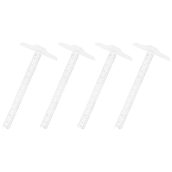 ELAYARD 4Pcs T Ruler Transparent Plastic Marking T Ruler for Picture Framing Woodworking Architecture