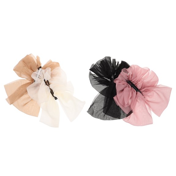 ELAYARD Hair Bun Clip With Bow Shape For Women In Assorted Color For Various Occasions 4Pcs