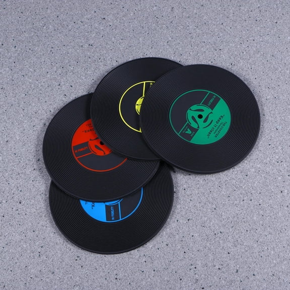 ELAYARD Record Coasters Assorted Colors for Hot and Cold Drinks 4Pcs