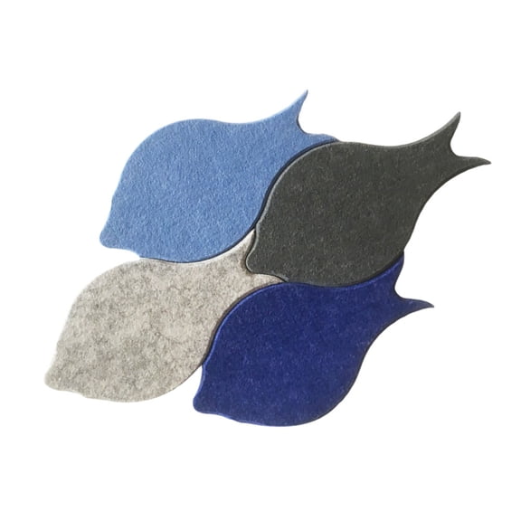 ELAYARD 4-Pack Fish Wall Decorations Felt Shapes Self-Adhesive Photo Display for Home, Light Gray