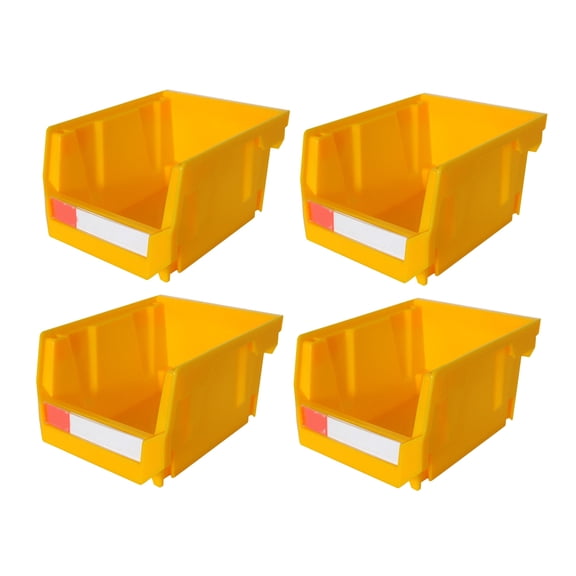 ELAYARD 4-Pack Yellow Plastic Storage Boxes with Backmount for Indoor and Outdoor Organization and Easy Access