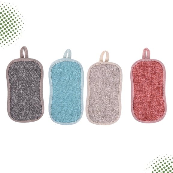 ELAYARD 4pcs Scouring Sponge Assorted Color Kitchen Scrubber for Daily Cleaning Tasks