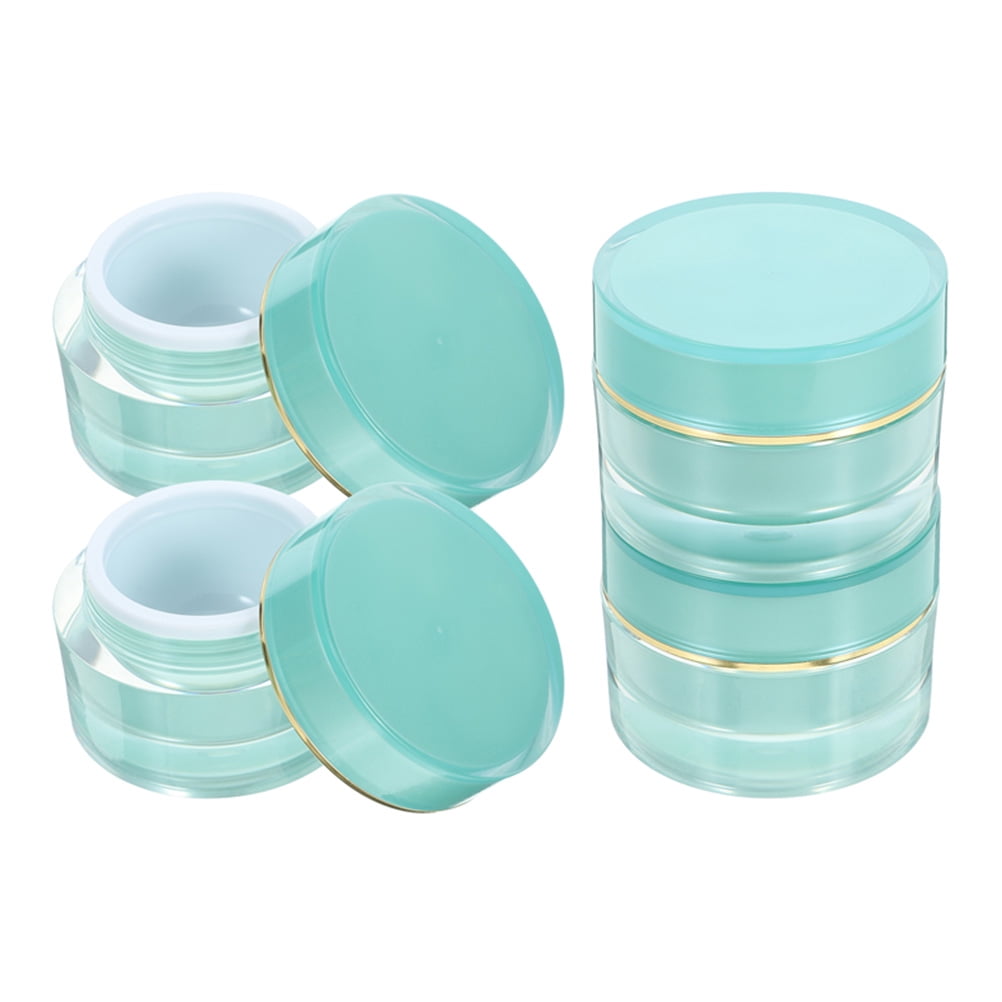 ELAYARD 4Pcs Blue Acrylic Wide Mouth Cream Jars Refillable Leak Proof Containers for Travel