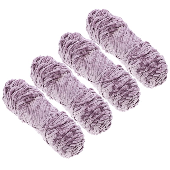 ELAYARD 4pcs Wool Threads For Knitting Chenille Garn Lavender Simple DIY Material
