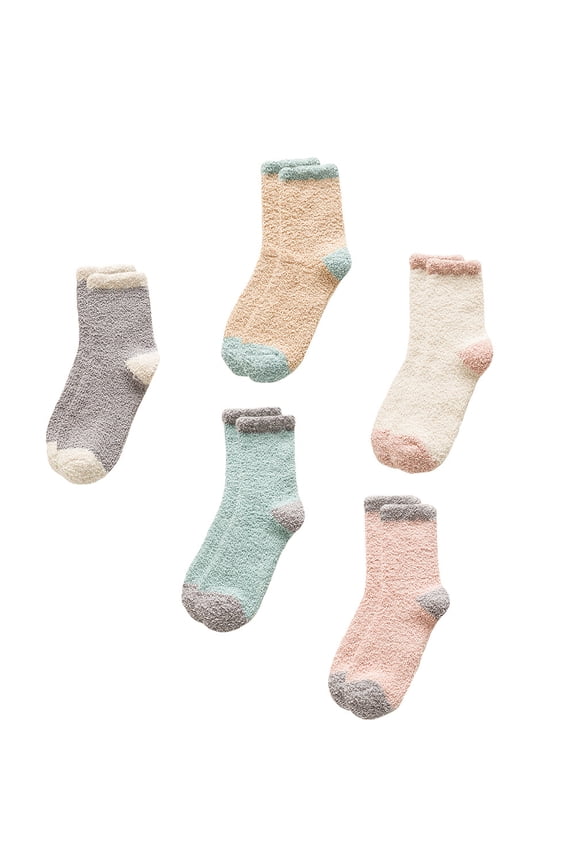 5 Pairs Women's Winter Thermal Socks Soft Comfortable Assorted Colors Warm Cotton Blend