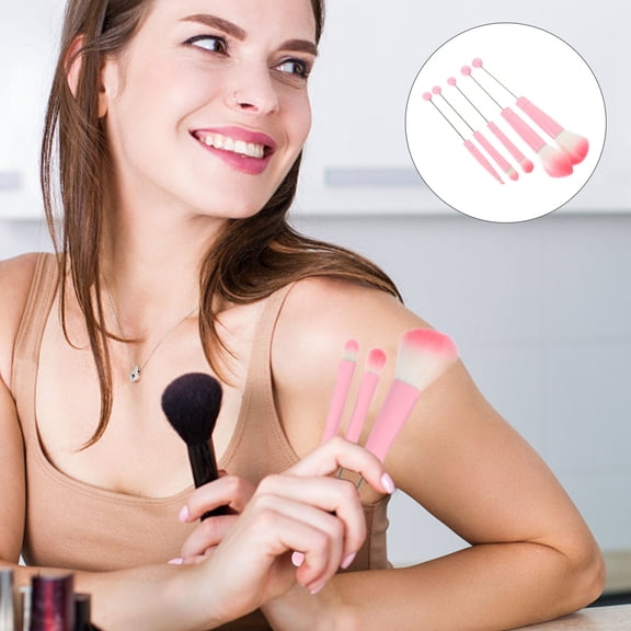 ELAYARD 5Pcs Makeup Brushes Set with Detachable Bead Design and Lightweight Portable Handles