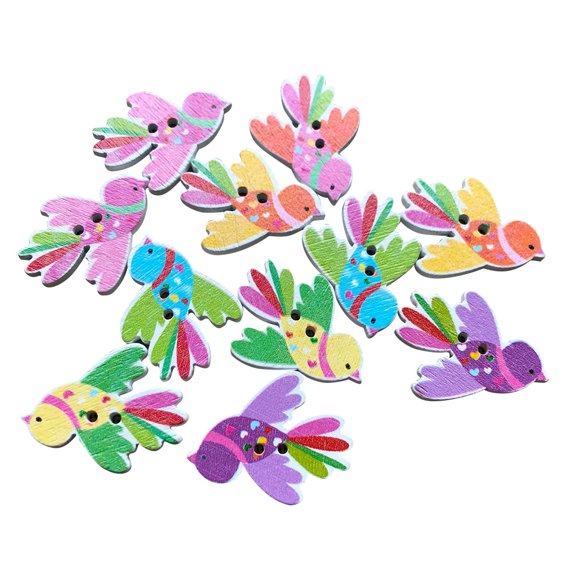 ELAYARD 50 Pcs 2-Hole Wooden Bird Buttons for Sewing, Crafting, Clothing, Projects, Scrapbooking and Home Decor