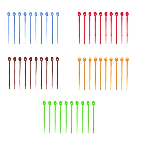 ELAYARD 50 Pcs Silicone Cable Tie for Insulation Reusable Assorted Color Electrical Wires