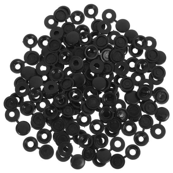 ELAYARD 500Pcs Folding Black Screw Cover Caps Plastic Snap Screw Washer Covers for Home Furniture Hardware