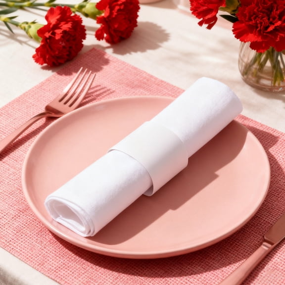 ELAYARD 500Pcs Disposable White Paper Napkin Bands with Self Adhesive Strip for Wedding and Home