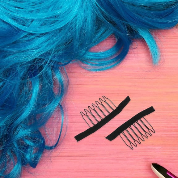 ELAYARD 50Pcs Black Wig Combs with Steel Teeth 7-Tooth Clips for Wig Caps and Hairpiece Use