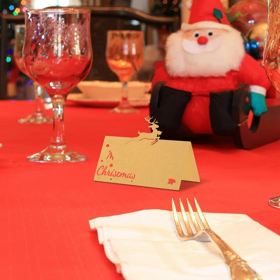 ELAYARD 50Pcs Blank Table Tent Cards Golden Paper for Wedding Reception and Holiday Use