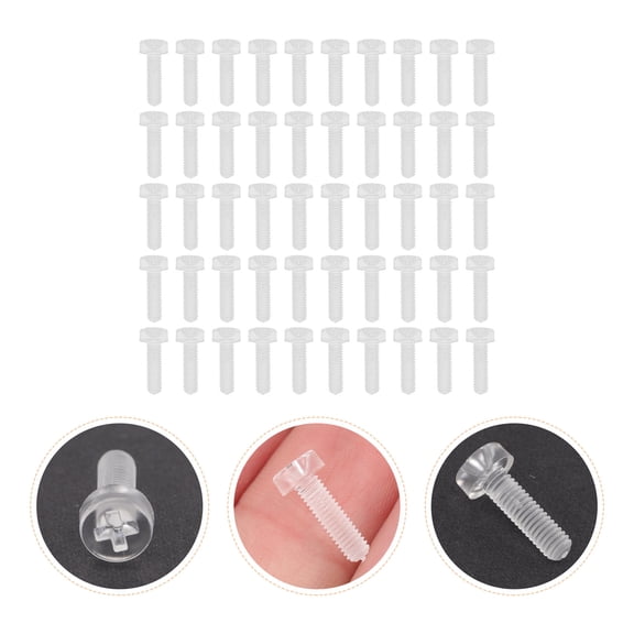 ELAYARD 50Pcs Clear Plastic Screws Round Head Cross Design for Durable and Corrosion Resistant Fixing