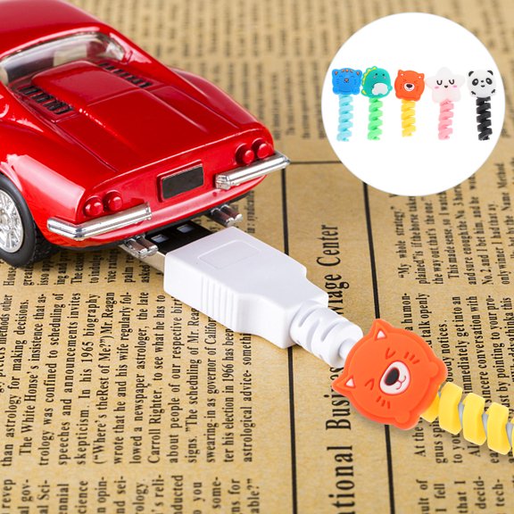 ELAYARD 50Pcs Earphone Cord Bite Animal Style Assorted Color USB Cable Protector for Charger Lines