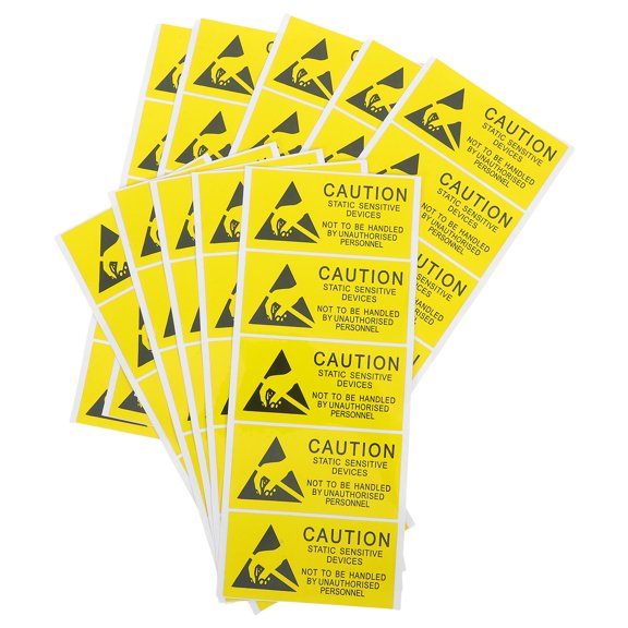 ELAYARD Anti-Static Label Yellow PVC Esd Caution Stickers for Electronics 50Pcs