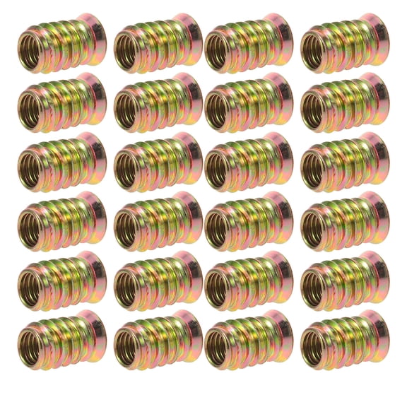 ELAYARD 50Pcs Durable Iron Threaded Wood Insert Nuts Hex Socket Screw Furniture Bolt Connectors with Zinc Finish