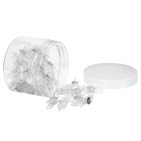 ELAYARD 50 Pieces Transparent Clear Push Pin Clips Plastic for Household and Office Daily Use Supplies