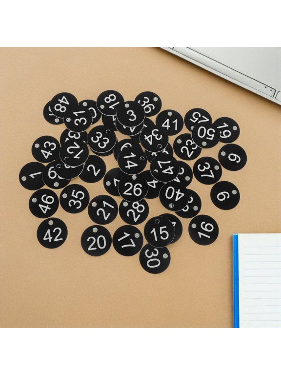 Numbered Key Tags Black ABS Reusable Portable for Home 50Pcs