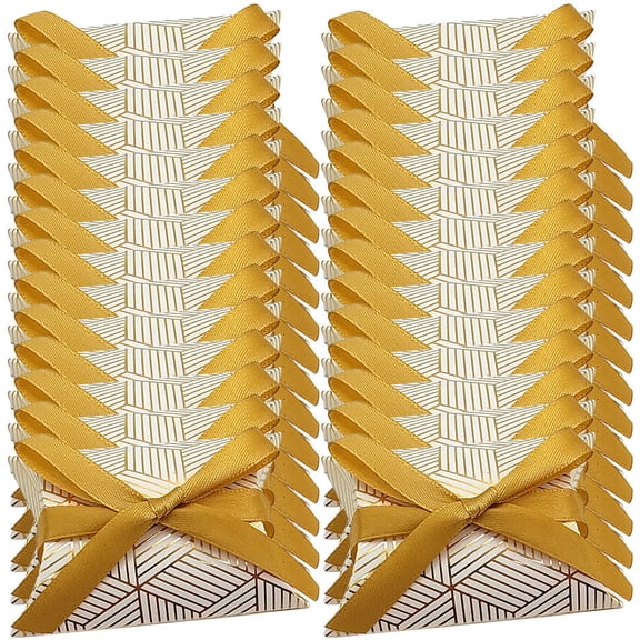 ELAYARD 50Pcs Kraft Paper Favor Boxes Golden Wedding Treat Boxes for Party Packaging