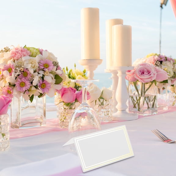 ELAYARD 50Pcs White Wedding Place Cards Foldable Paper Tent Cards for Elegant Table Setting