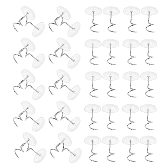 ELAYARD 50Pcs Stainless Steel Spiral Sofa Nails Clear Decorative Pins for Home Upholstery