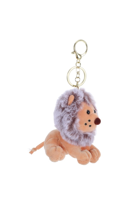 Eye-Catching Lion Keychain Brown Plush for Keys and Bags 1Pc