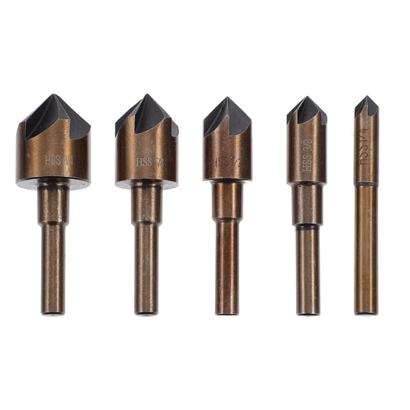 ELAYARD 5Pcs Hss Counterbore Drill Bits Dark Brown Wood Plastic Chamfering and Reaming Tool