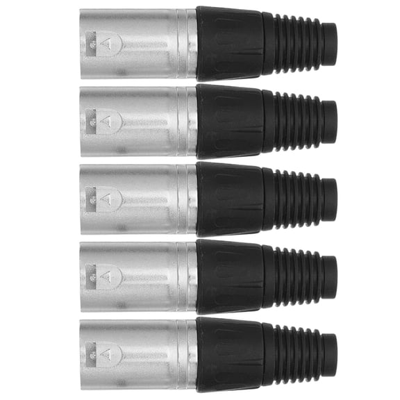 ELAYARD 5Pcs 3 Pin Male Xlr Cable Connector with Nickel Plated Contacts for Audio Mixer and Studio