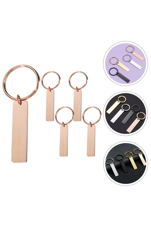 5pcs Stainless Steel Number Keychain Key Tags for Craft Projects