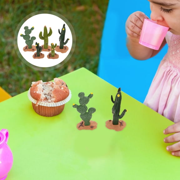 ELAYARD 5Pcs Faux Succulent Micro Landscape Plant Pot Green Resin DIY Decoration for Home Workspace