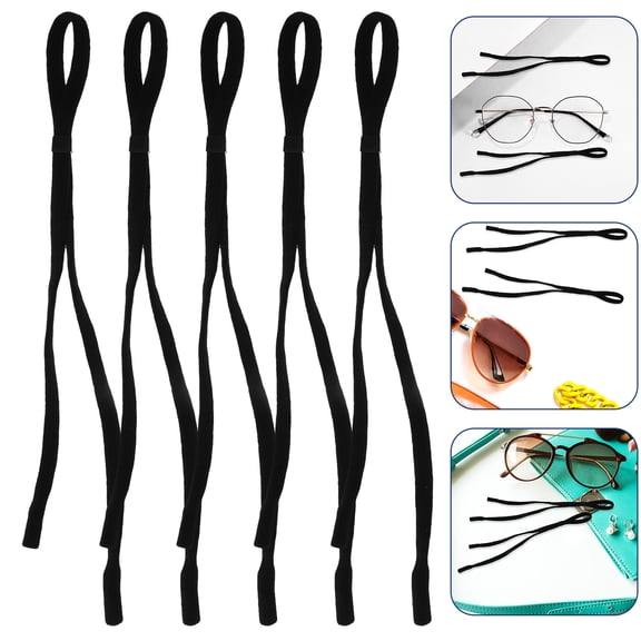 ELAYARD 5Pcs Black Polyester Eyeglass Holders for Running Cycling and Basketball Activities