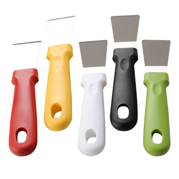 ELAYARD Set of 5 Stainless Steel Ice Scrapers with Hanging Holes for Refrigerator, Kitchen Deicing and Stove Cleaning Tools