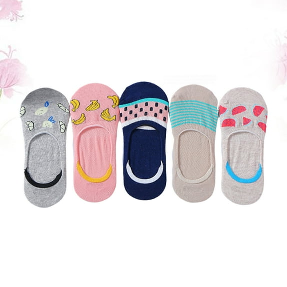 ELAYARD 5-Pack Women's Invisible Boat Socks, Low Cut Cotton Socks with Non- Grip, Assorted Colors for Everyday Comfort