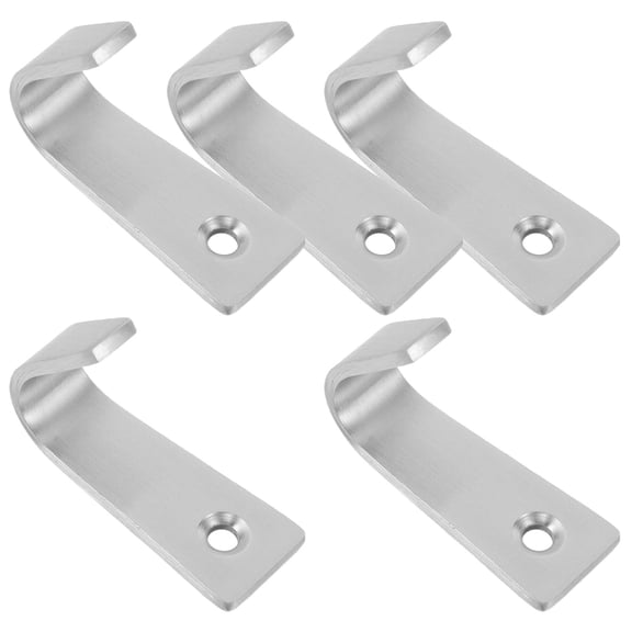 ELAYARD 5Pcs J Shaped Clothes Wall Hook Heavy Duty Plated Silver Stainless Steel for Bathroom Towel and Robe